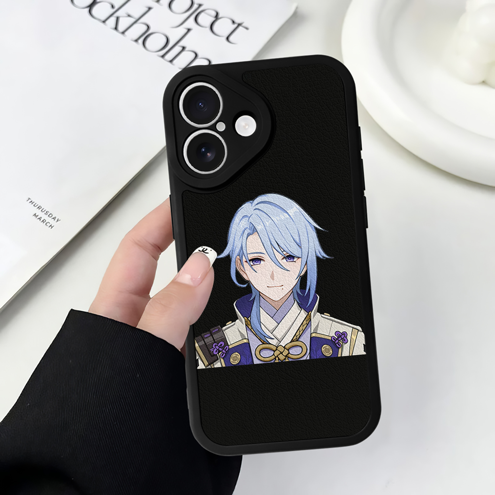 げんし神 神里綾人 かみさとあやと genshin Kamisato Ayato 【iPhone 16シリーズ対応】シリコンスマホケース（レザー調） 材質：シリコン